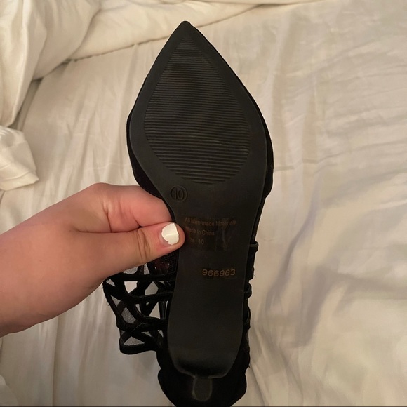 CHARLOTTE RUSSE- NEVER WORN black mesh tie up heels - Picture 8 of 8